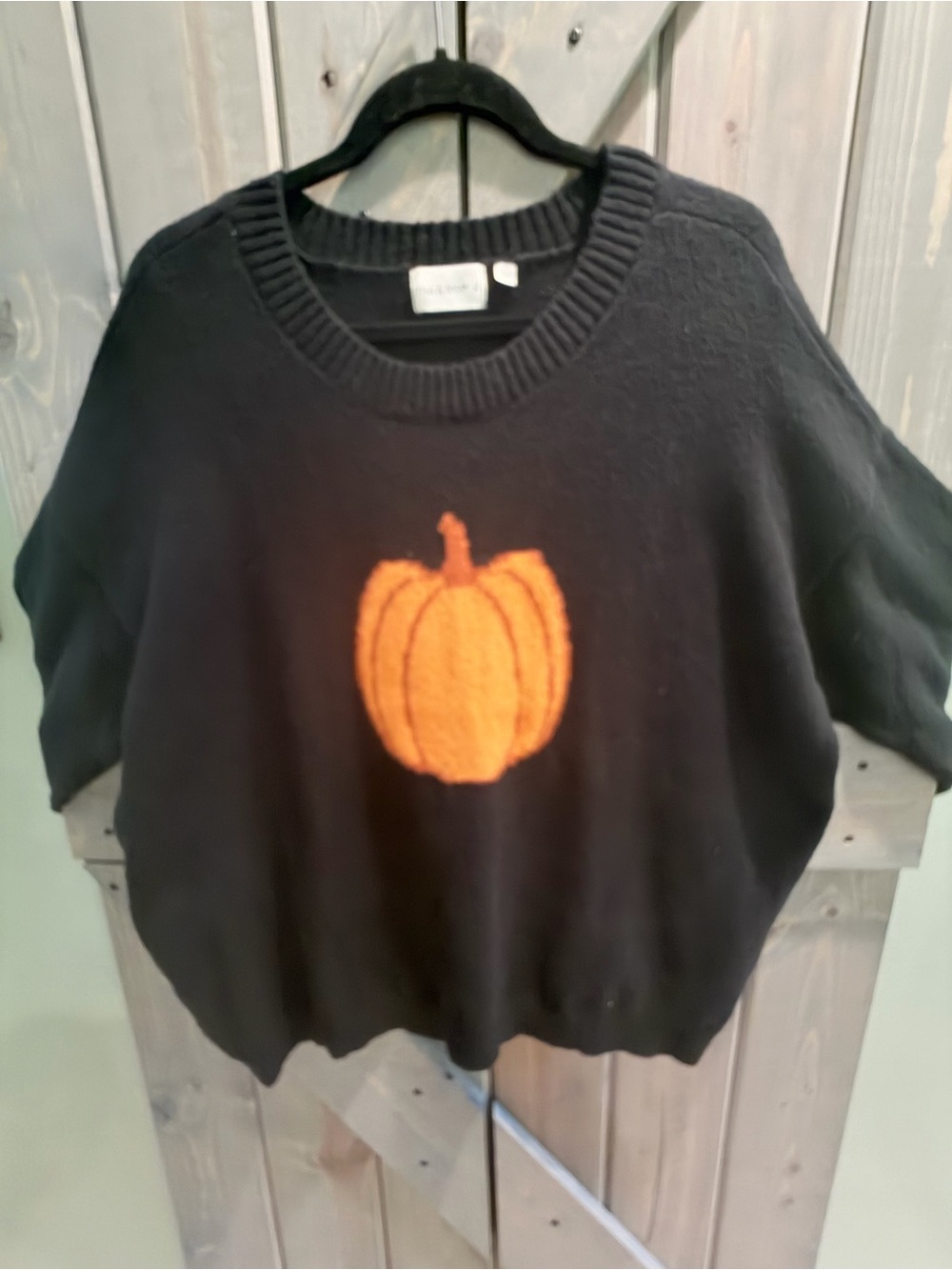 Mia & Tess Pumpkin Sweater Black Halloween Knit Women’s XL